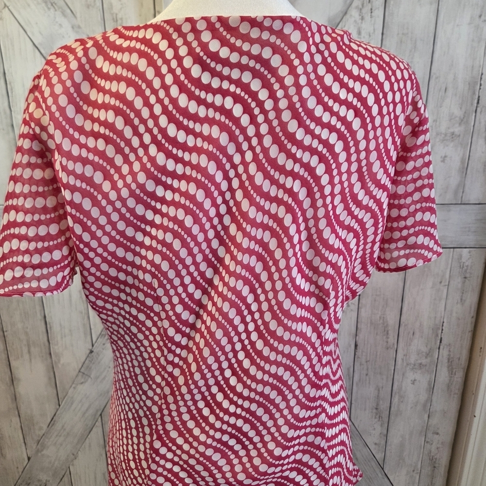 Sheri Martin Pink and White Wave-Print Tiered Midi Dress - Picture 5 of 7